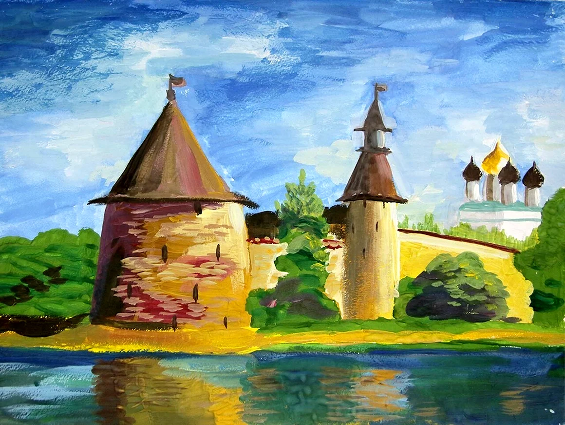 Псковский Кремль рисунок Псков