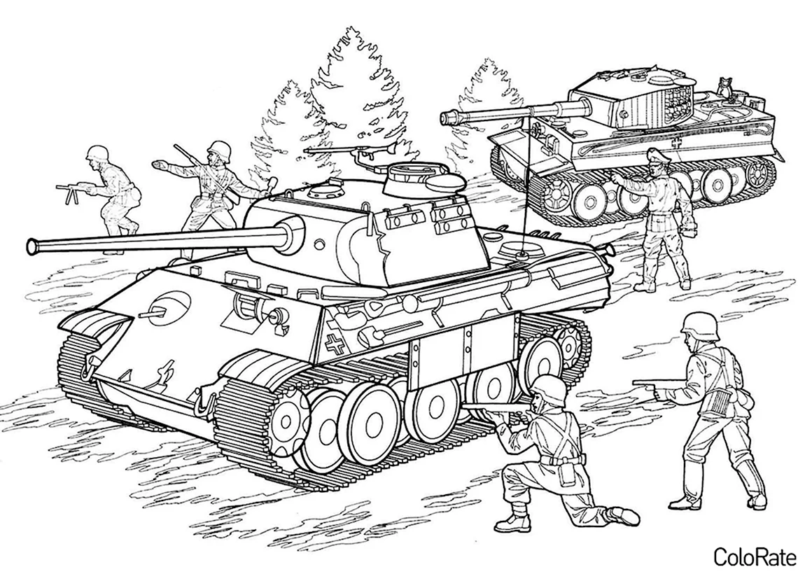 Раскраска танк т34 Военная техника