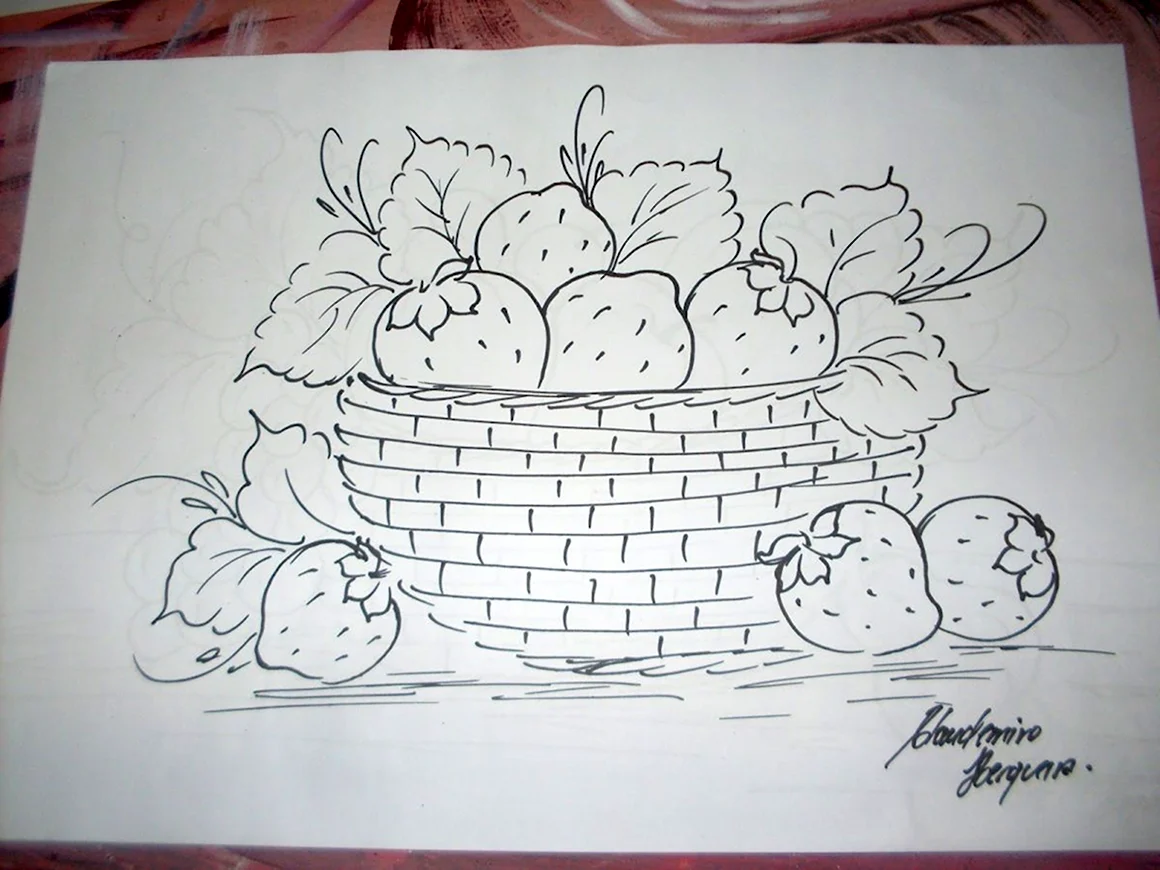 Разукрашка клубника в корзинке