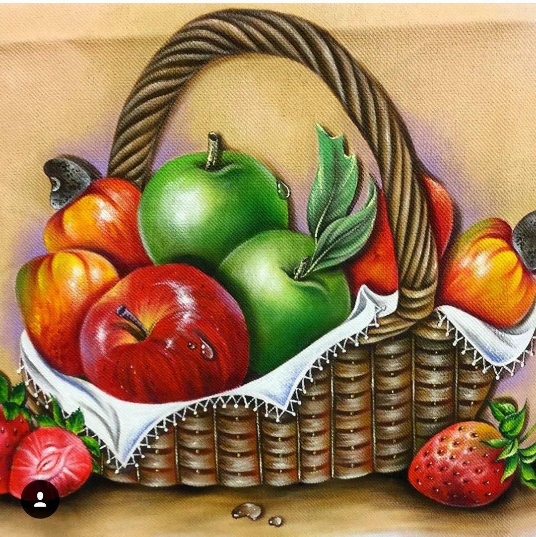 Рисование корзина с фруктами