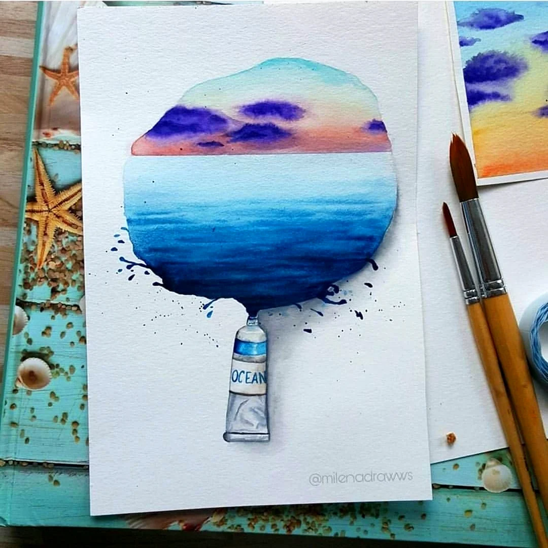 Рисунки акварелью для срисовки
