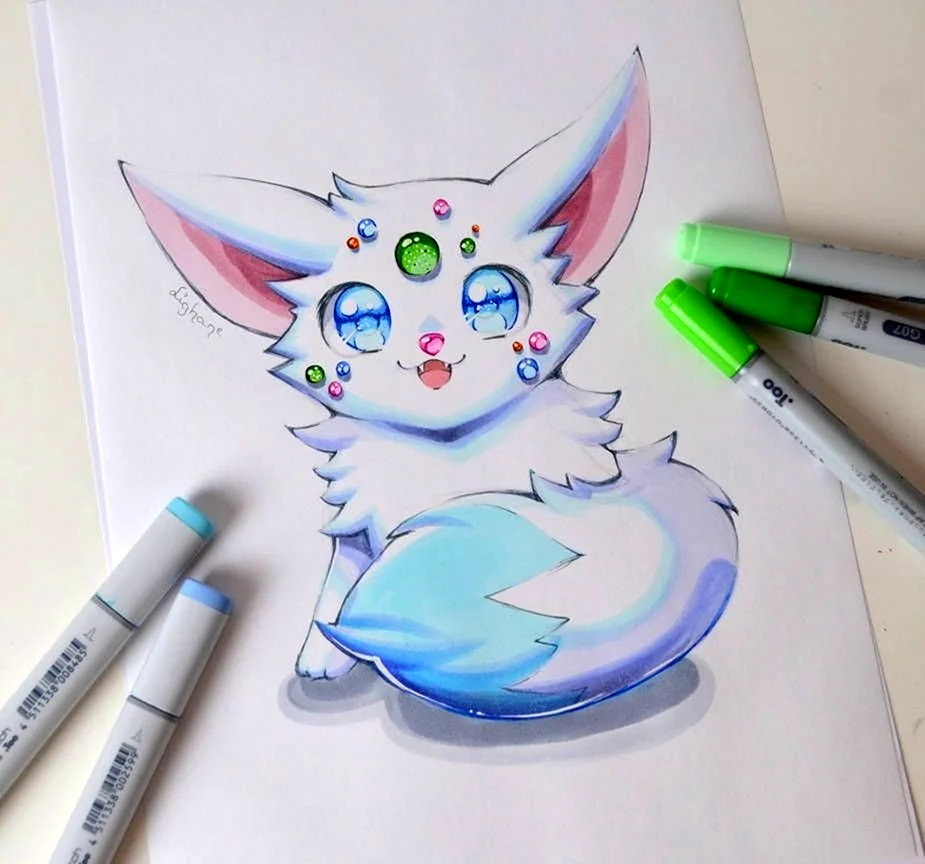 Рисунки Копик маркерами Lighane Лис
