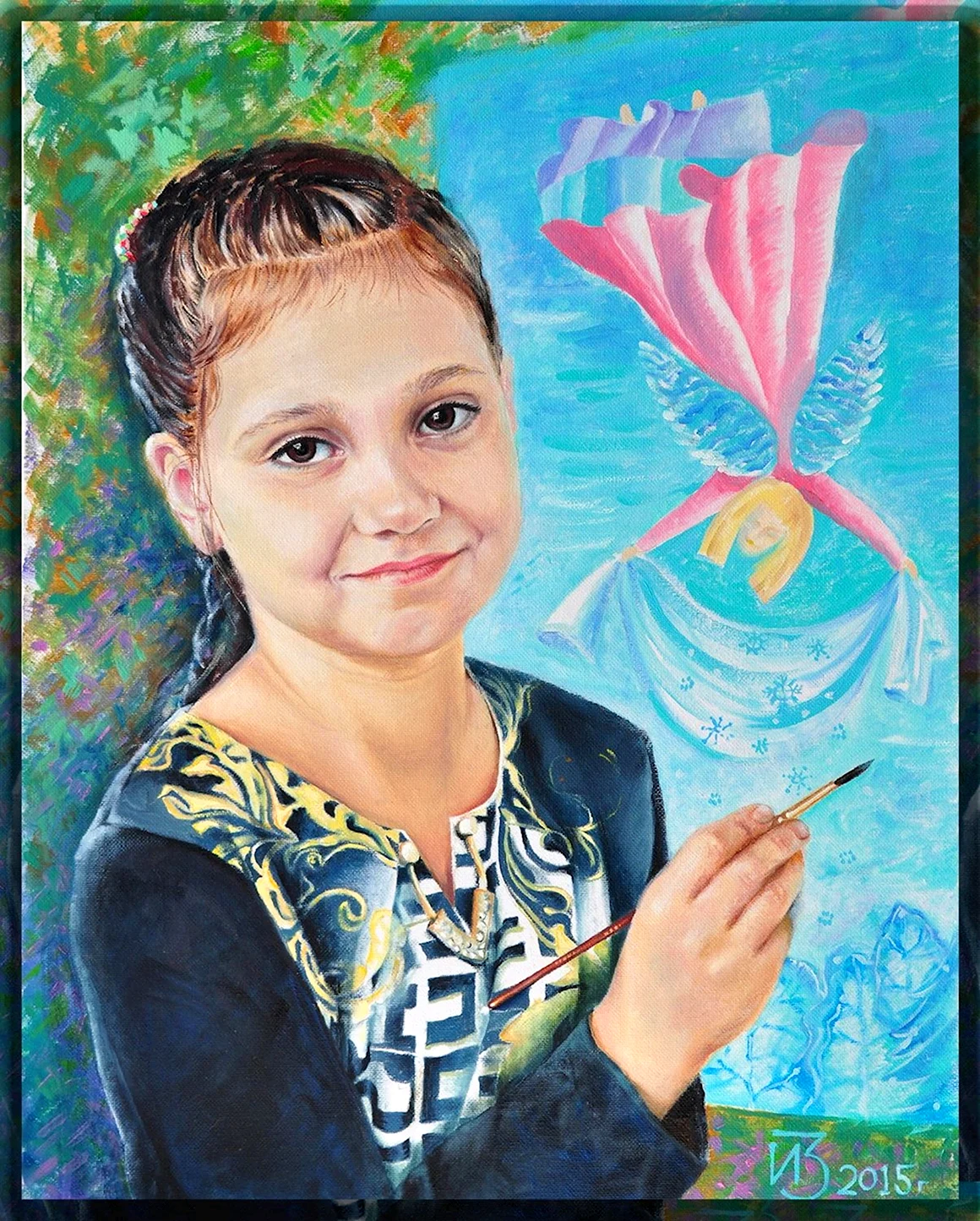Рисунок девочки карандашом раскрашенный