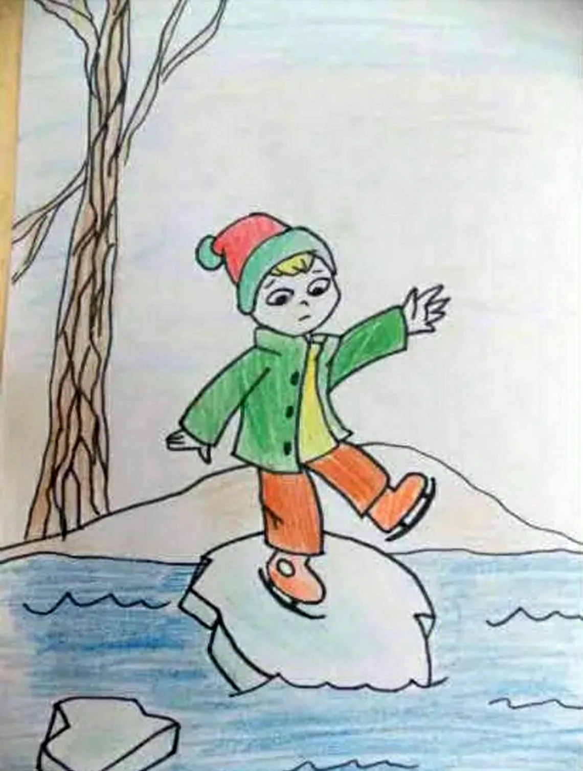 Рисунок на тему безопасность на льду