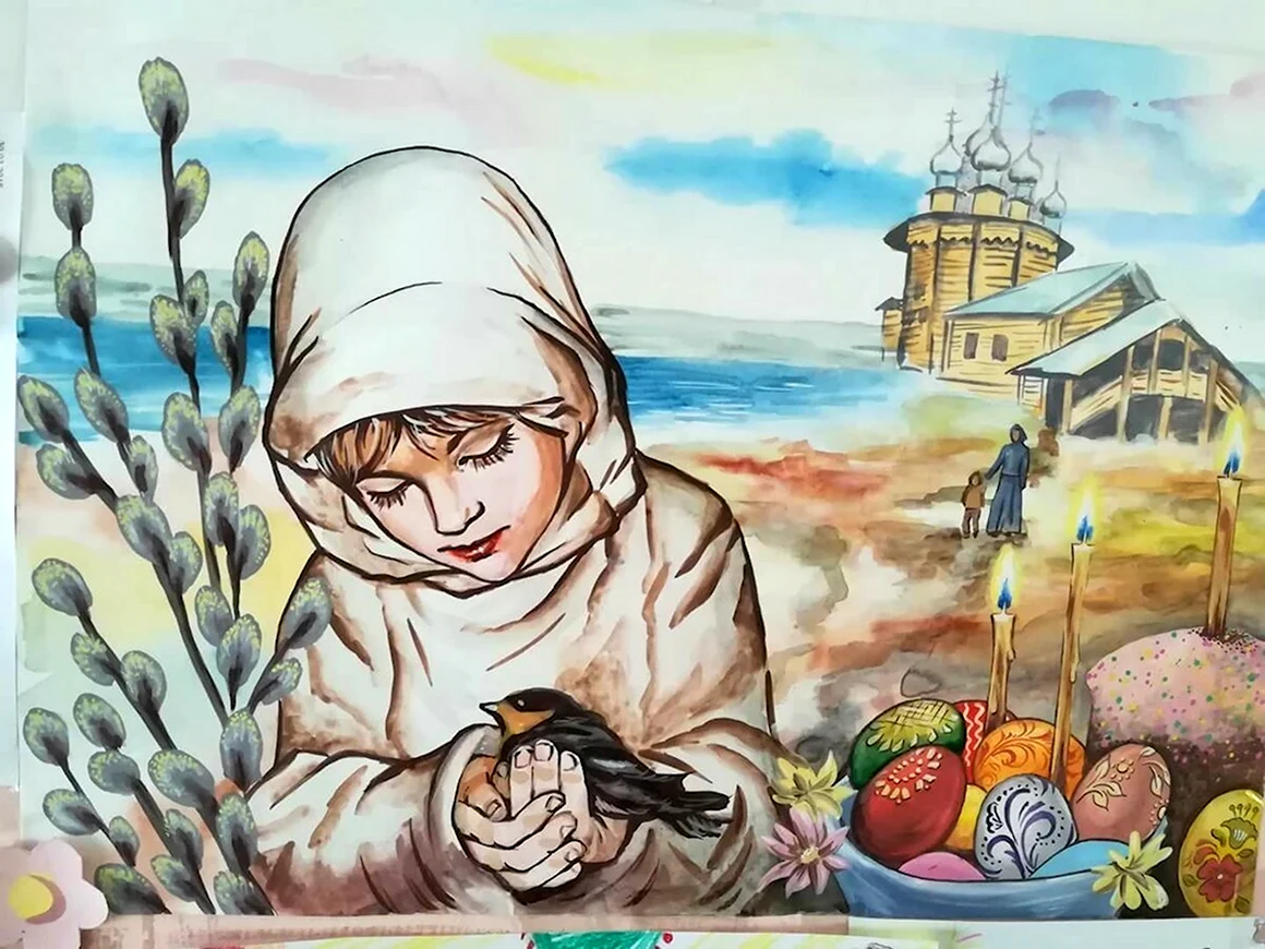 Рисунок на тему Пасха