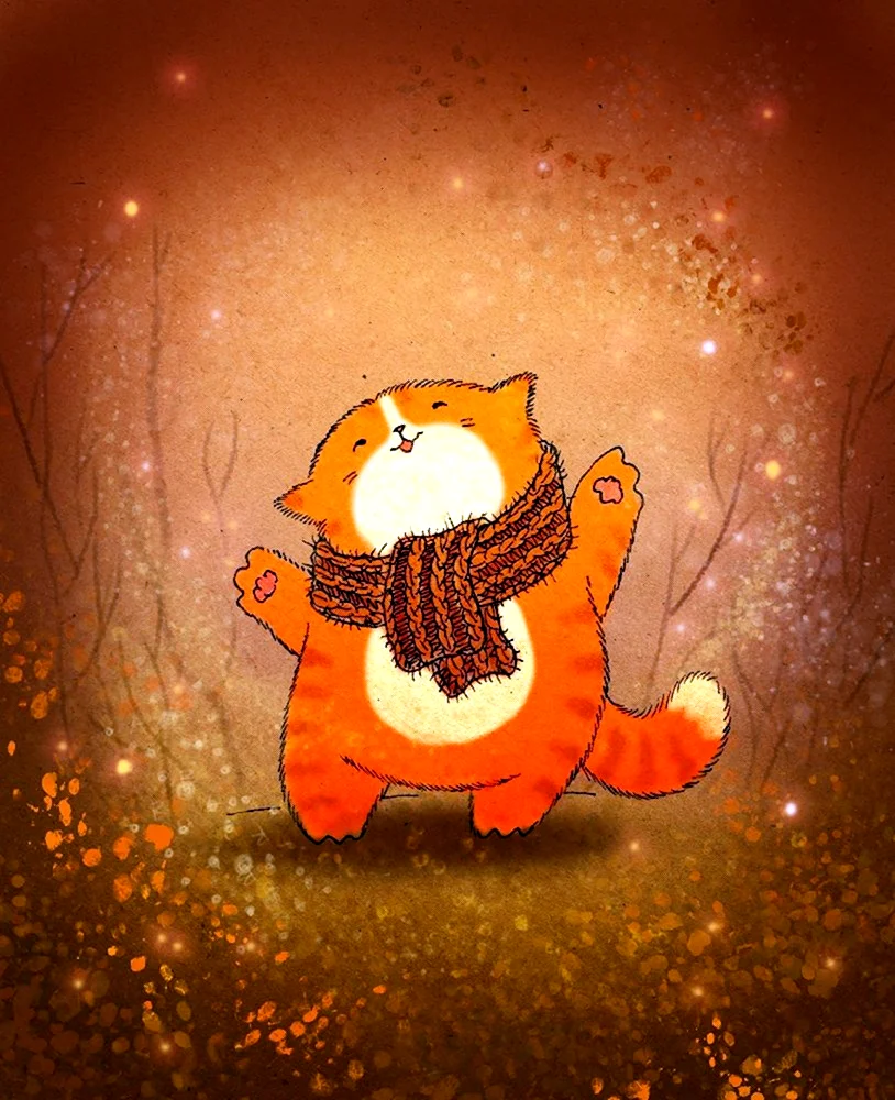 Рыжий кот нарисованный