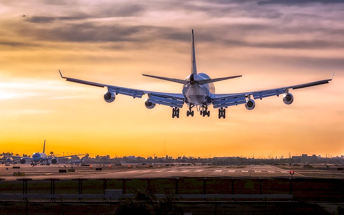 Самолет взлет Боинг 747