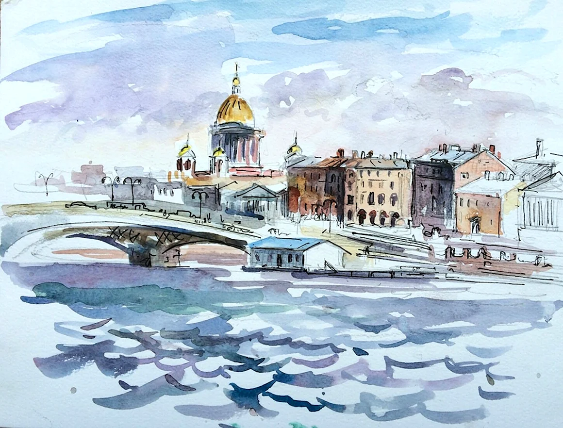 Санкт-Петербург пейзаж акварель