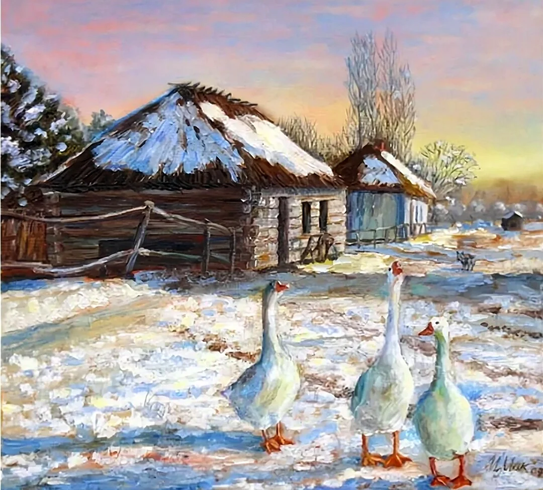 Сельский пейзаж зимой