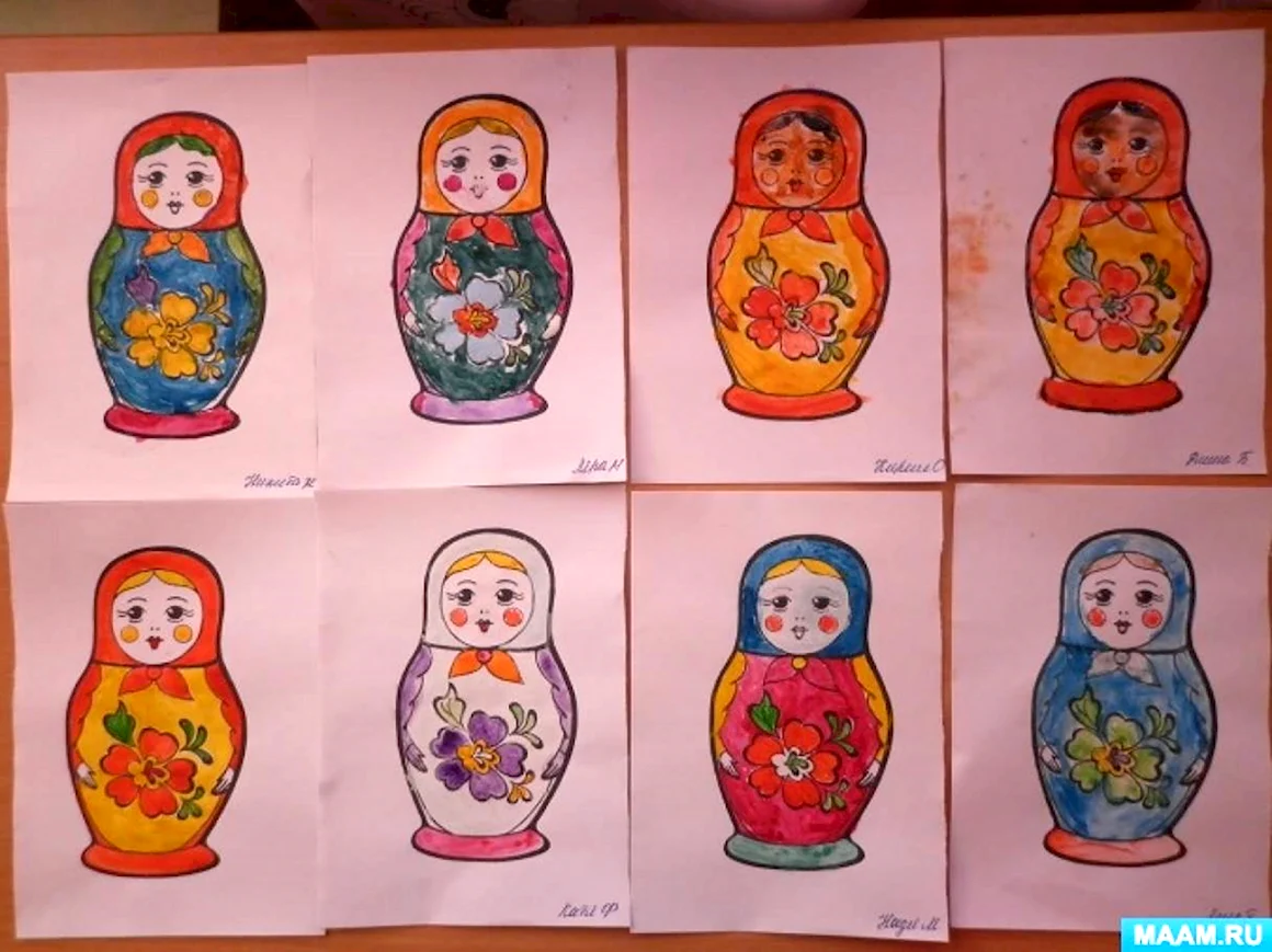 Семеновская Матрешка рисование подготовительная группа