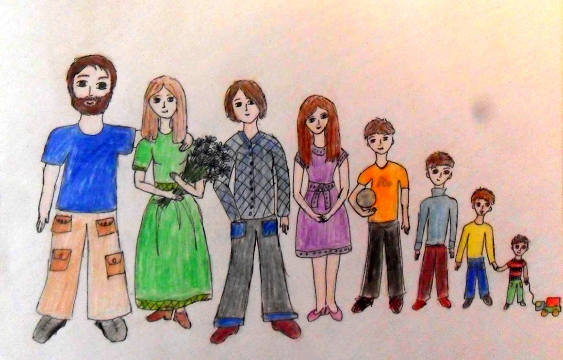Семья 4 человека рисунок