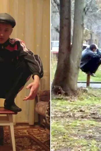 Сидит на корточках гоп