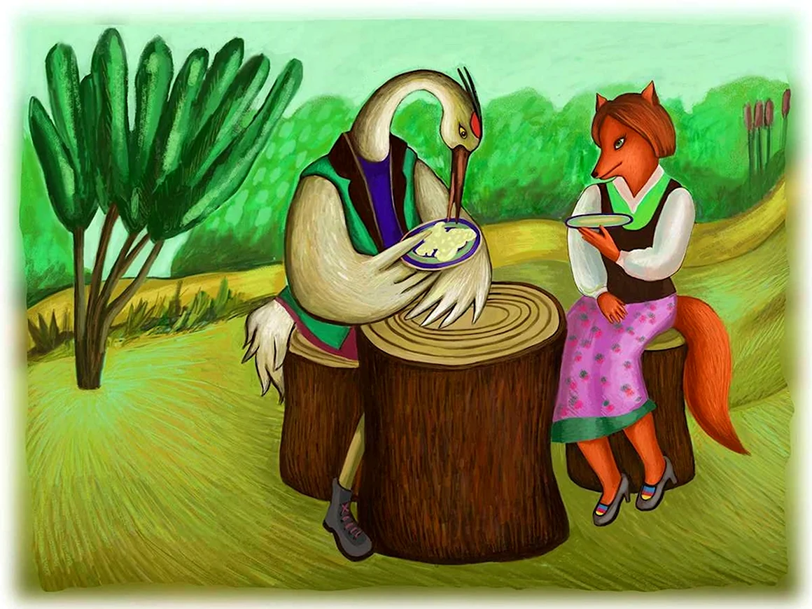 Сказки лиса и журавль