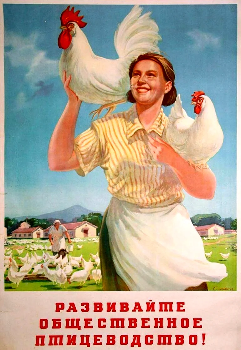 Советский плакат Птицеводство