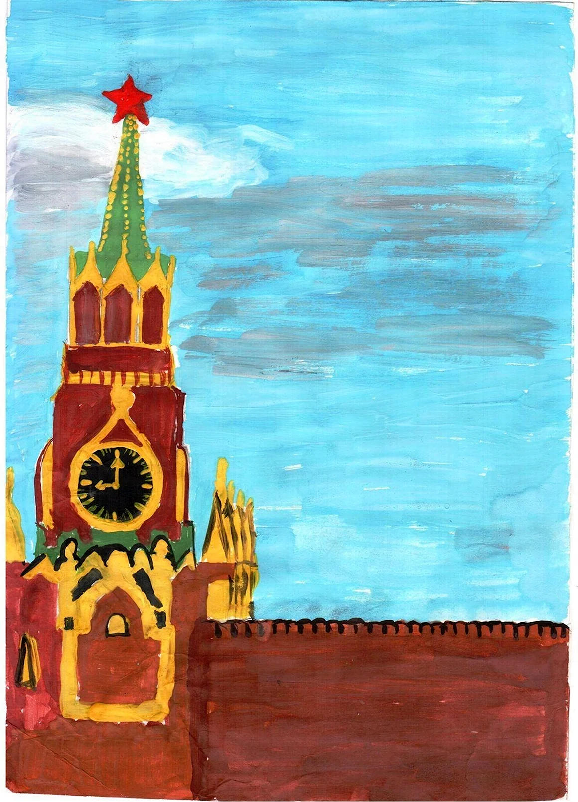 Спасская башня Кремля рисование