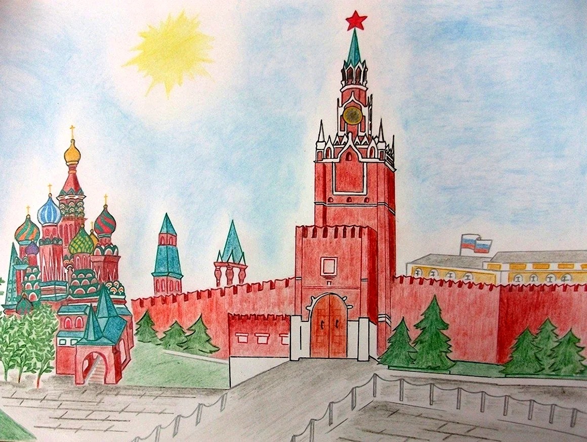 Спасская башня Кремля рисование