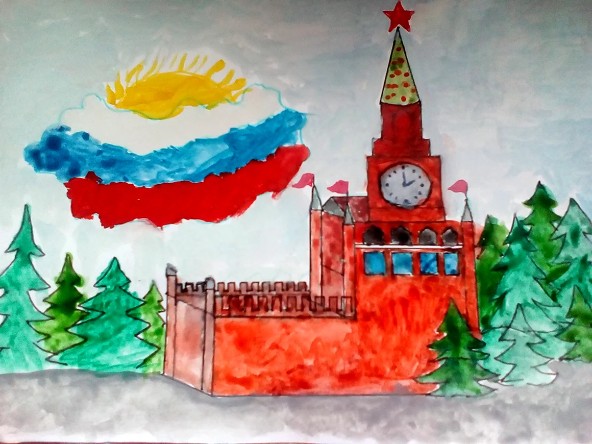 Спасская башня Кремля рисование