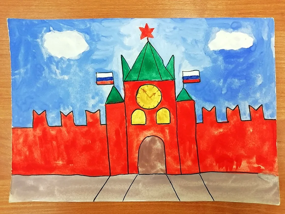 Спасская башня Кремля рисование