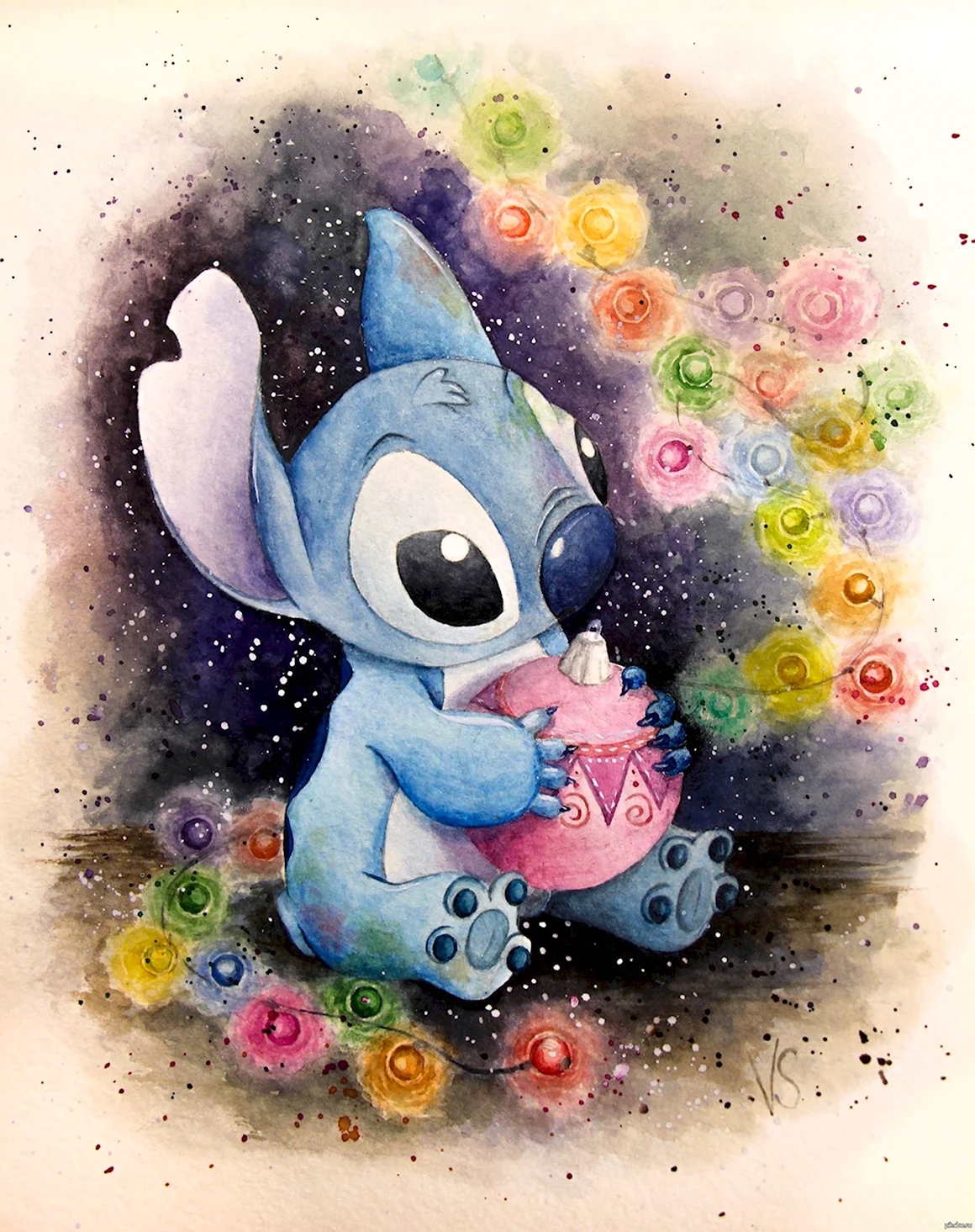Стич новогодний арт