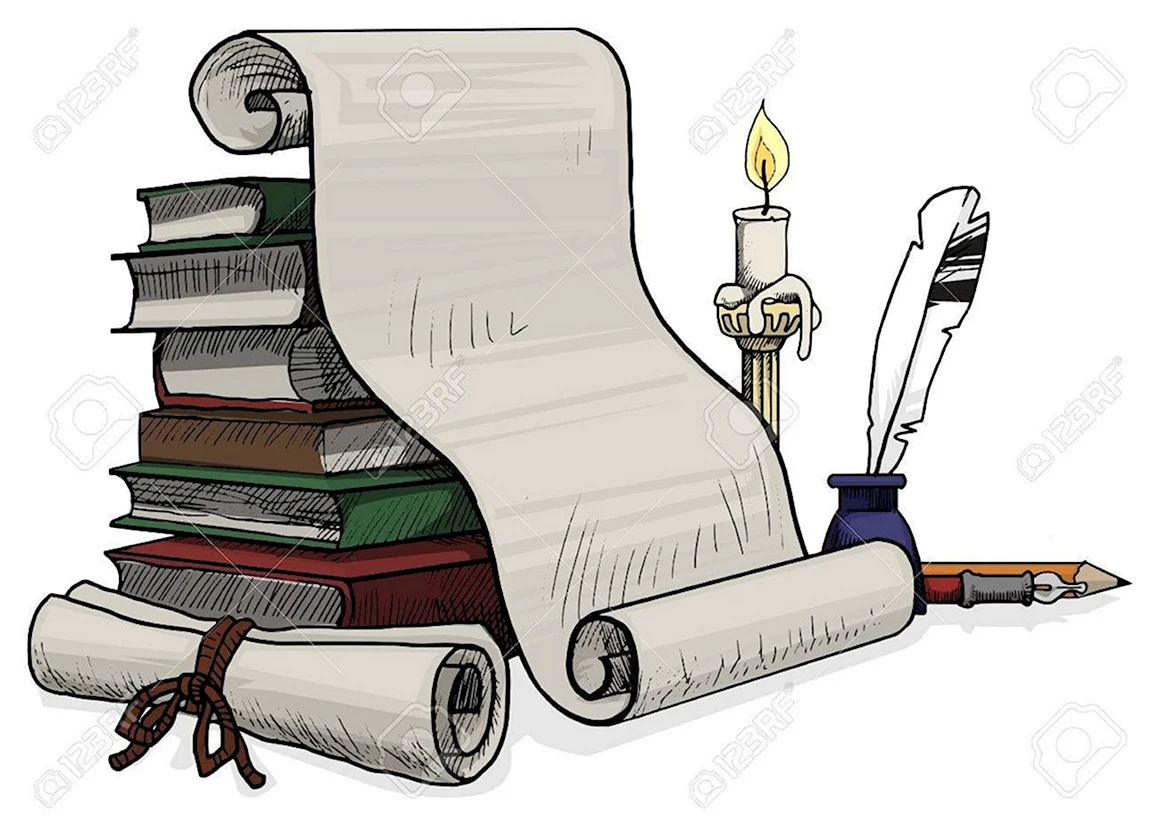 Стопка книг и перо