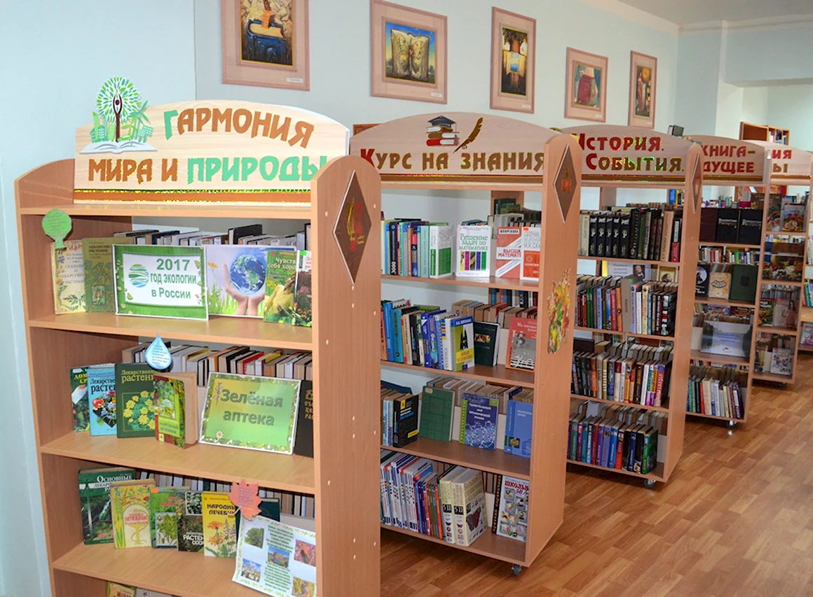 Тематические полки в библиотеке