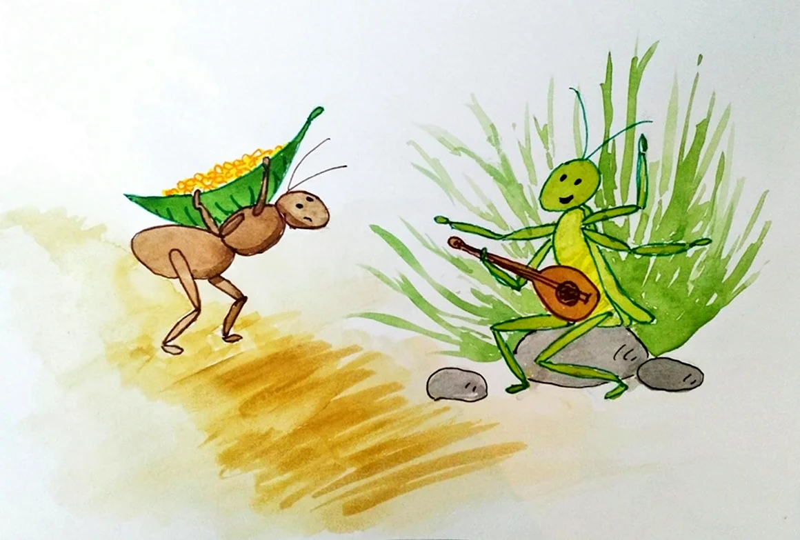 The Grasshopper and муравей