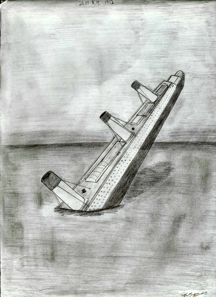 Титаник тонет рисунок