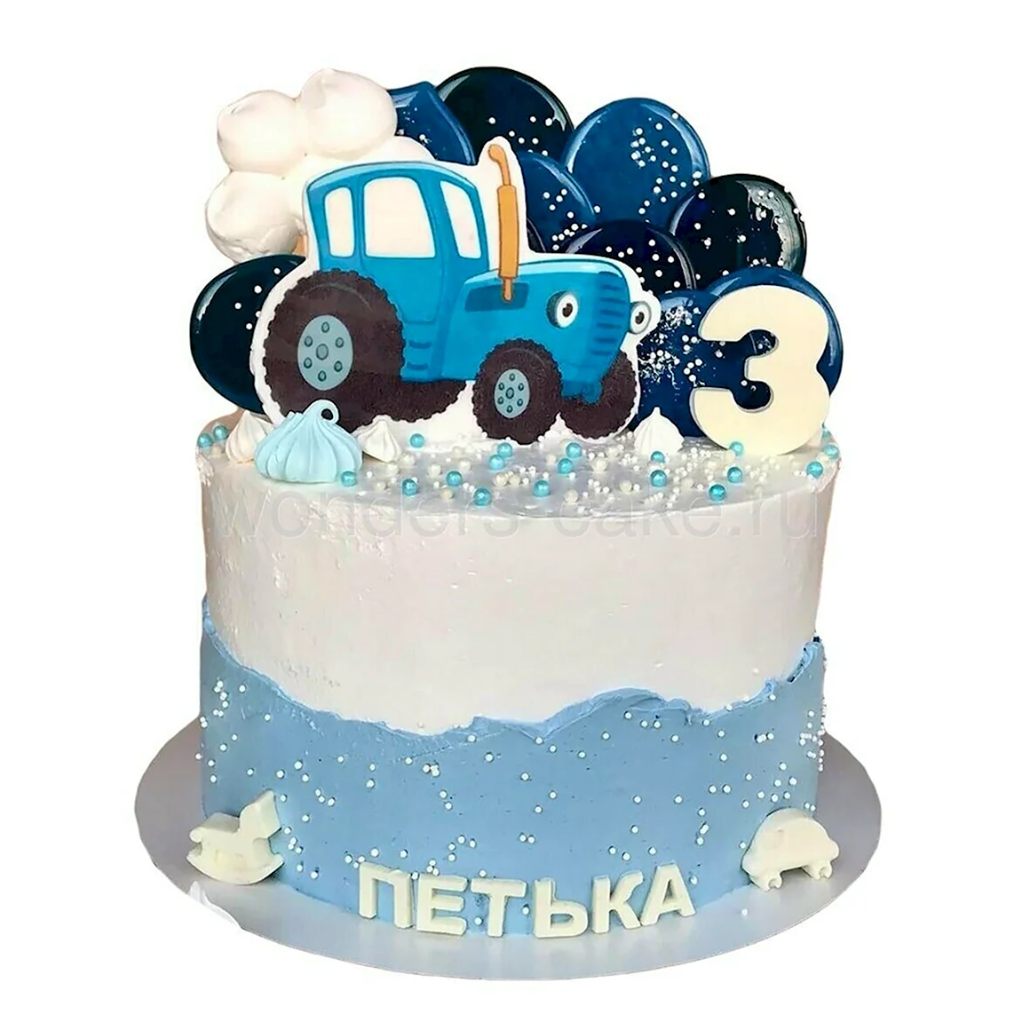 Торт синий трактор без мастики