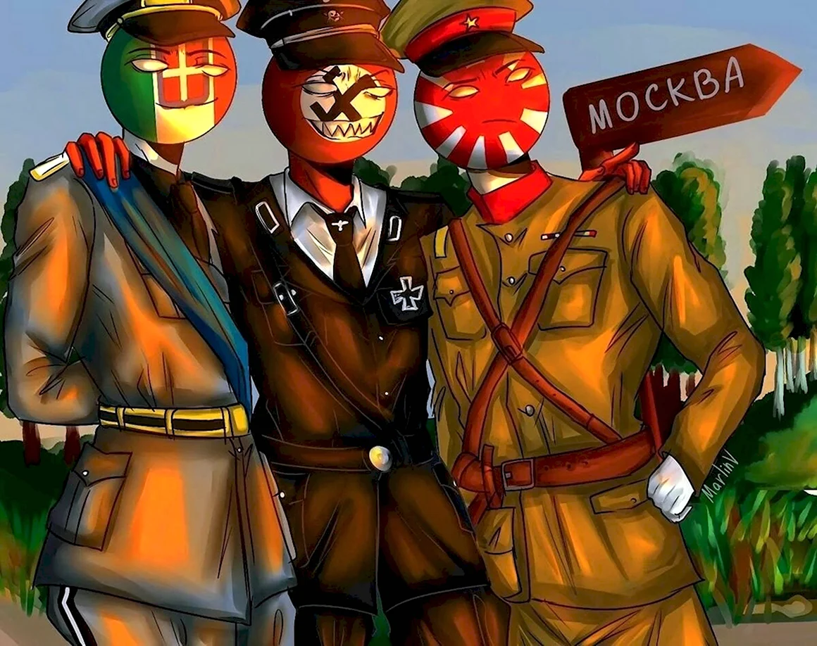 Третий Рейх японская Империя и королевство Италия Countryhumans