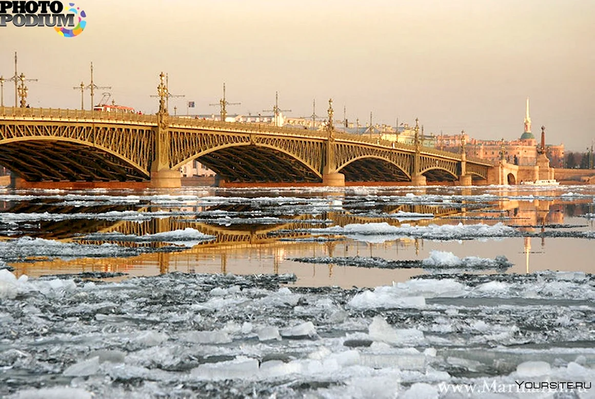 Троицкий мост в Санкт-Петербурге зимой