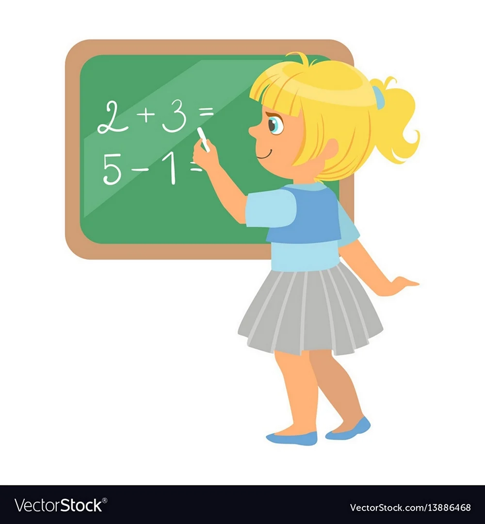 Ученик у доски на прозрачном фоне