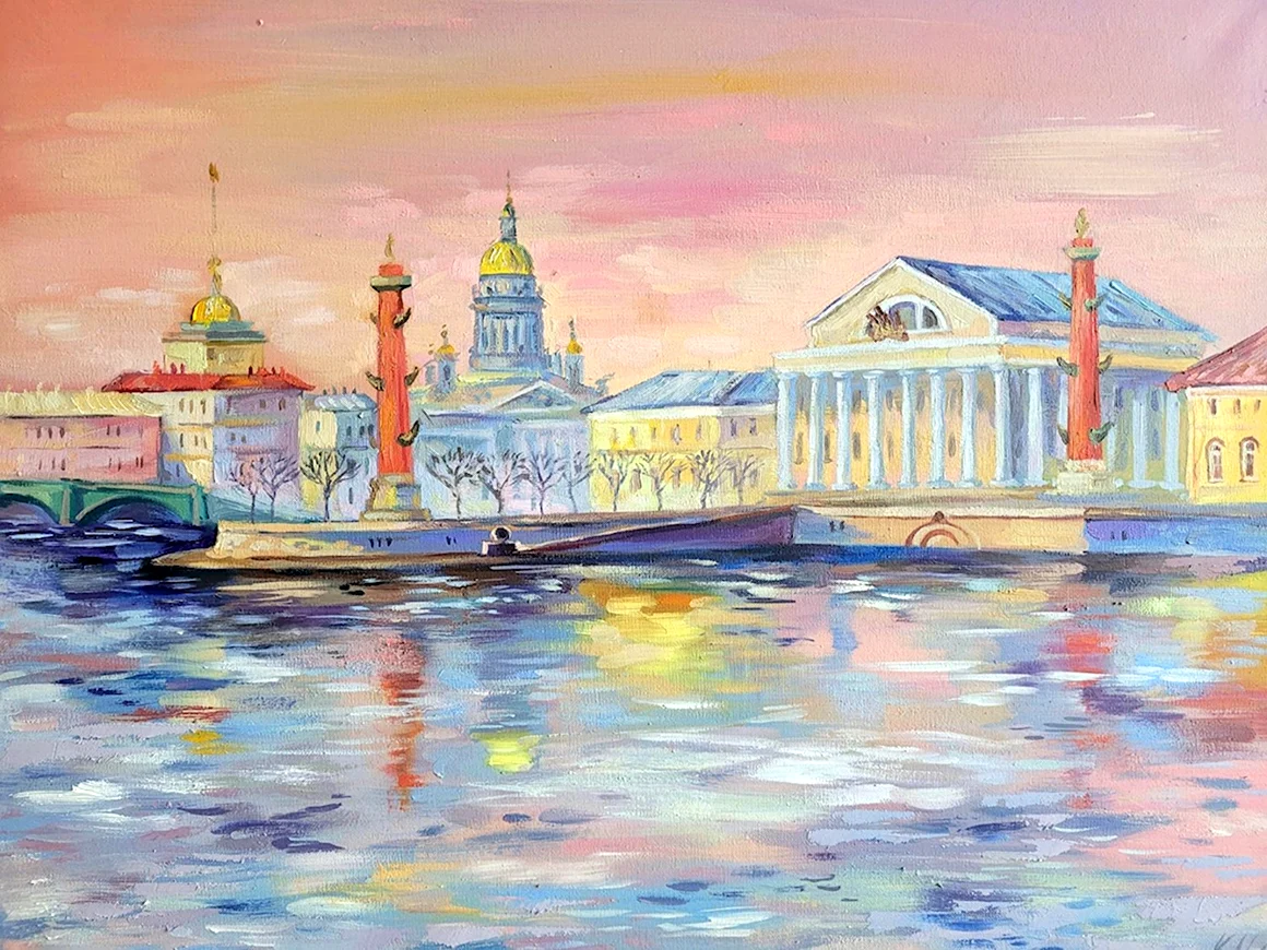 Васильевская стрелка Санкт-Петербург живопись