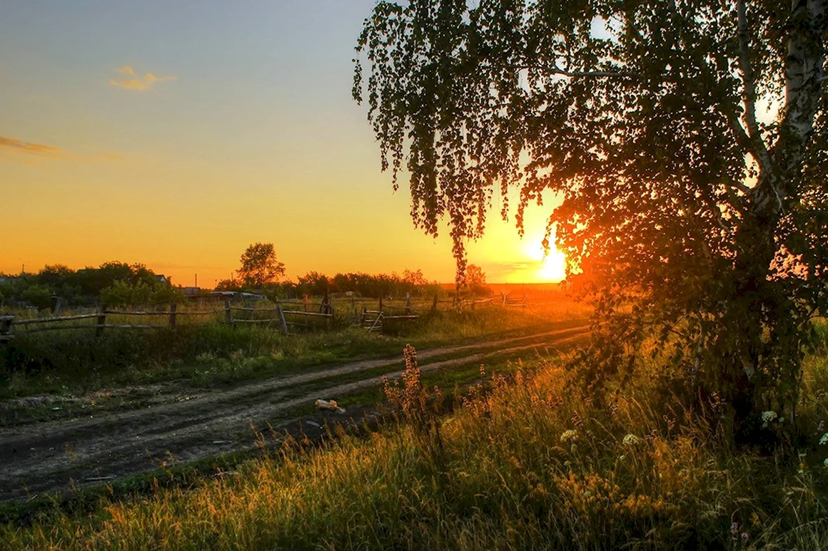 Закат в деревне