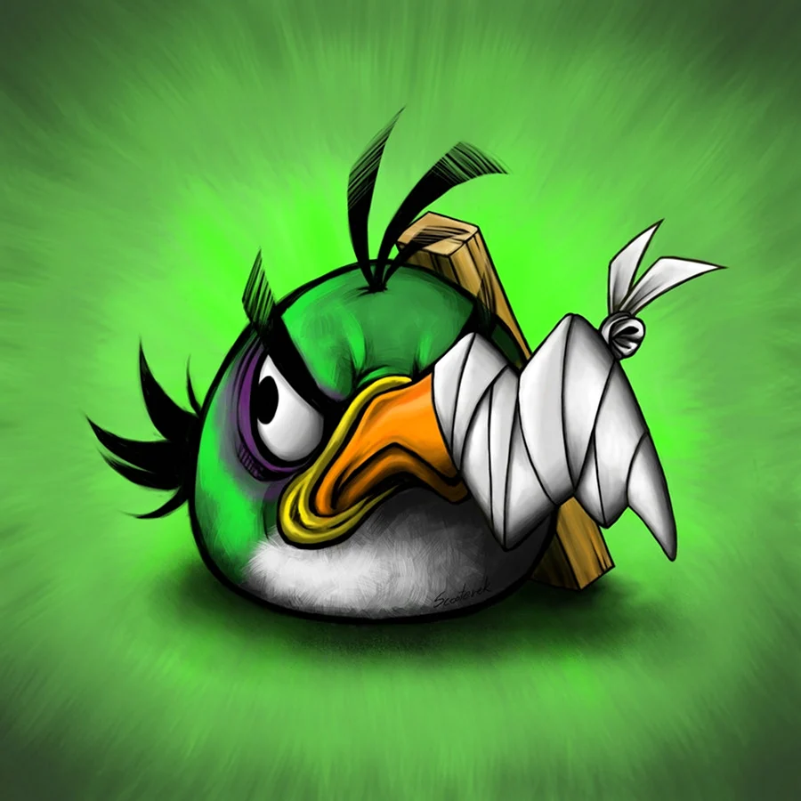 Зеленая птичка из Angry Birds
