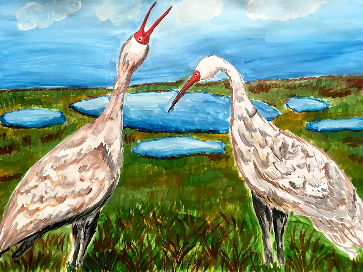 Журавль рисунок
