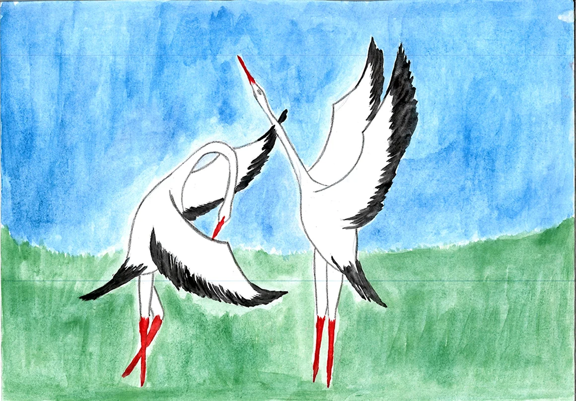Журавль рисунок