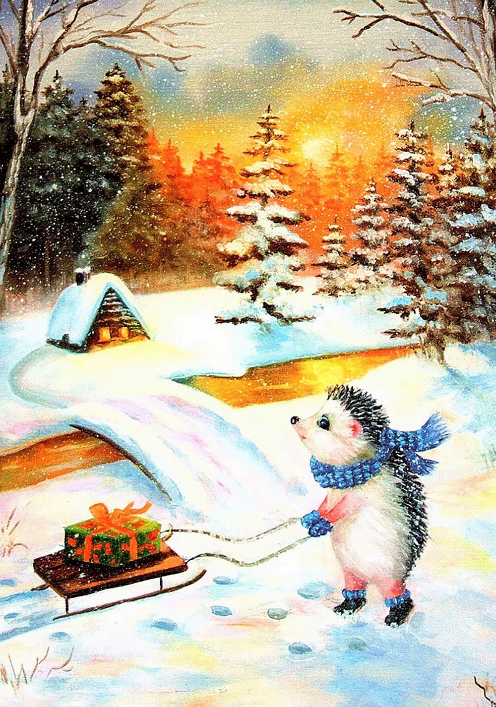 Зима Ирина Глущенко художник Ежи