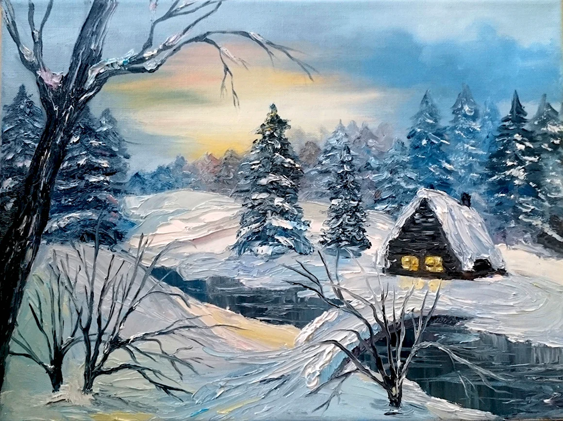 Зима красками