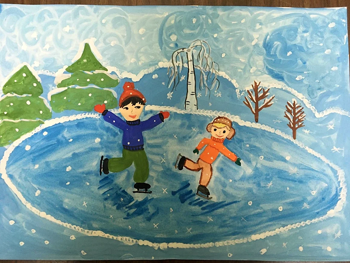 Зимние забавы рисунок