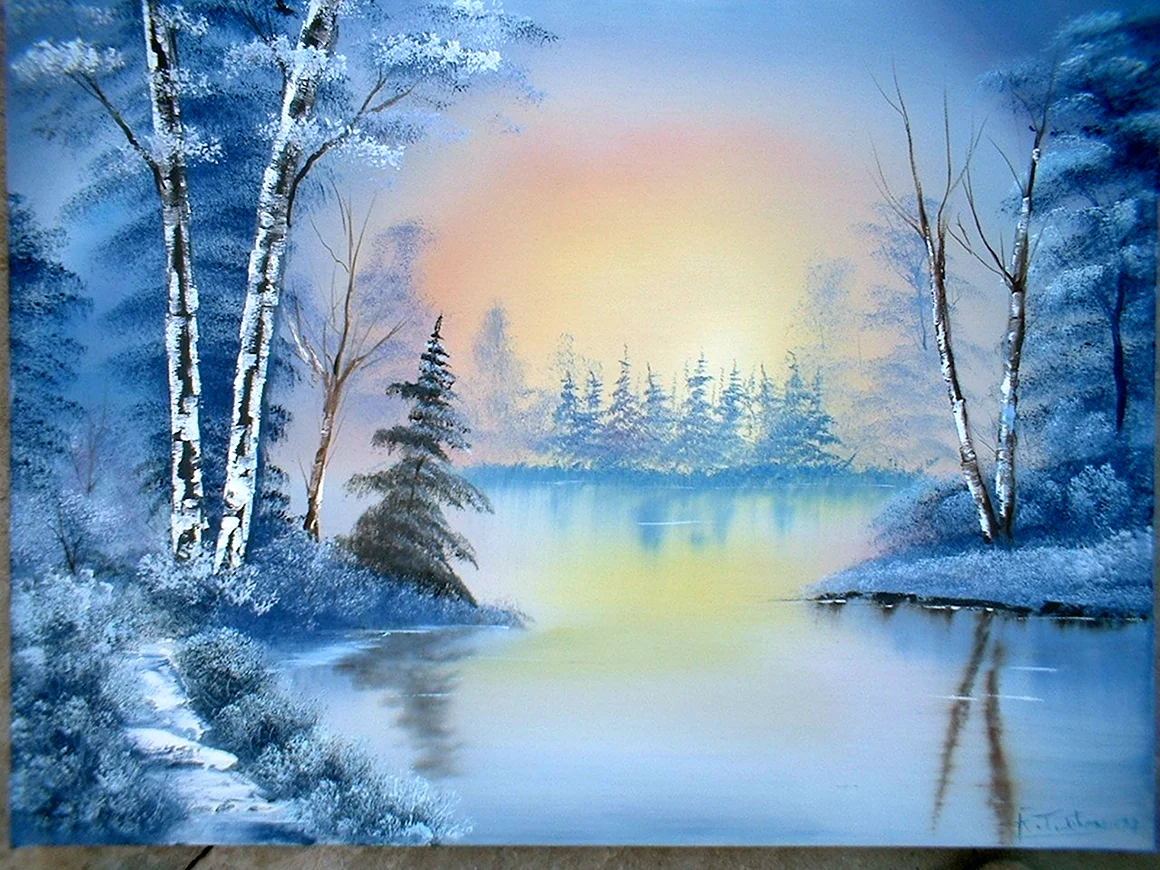 Зимний лес пейзаж Боб Росс