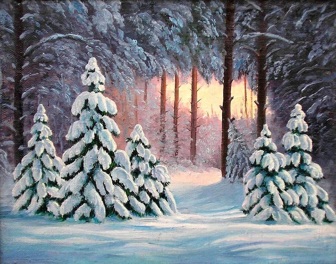 Зимний лес рисунок