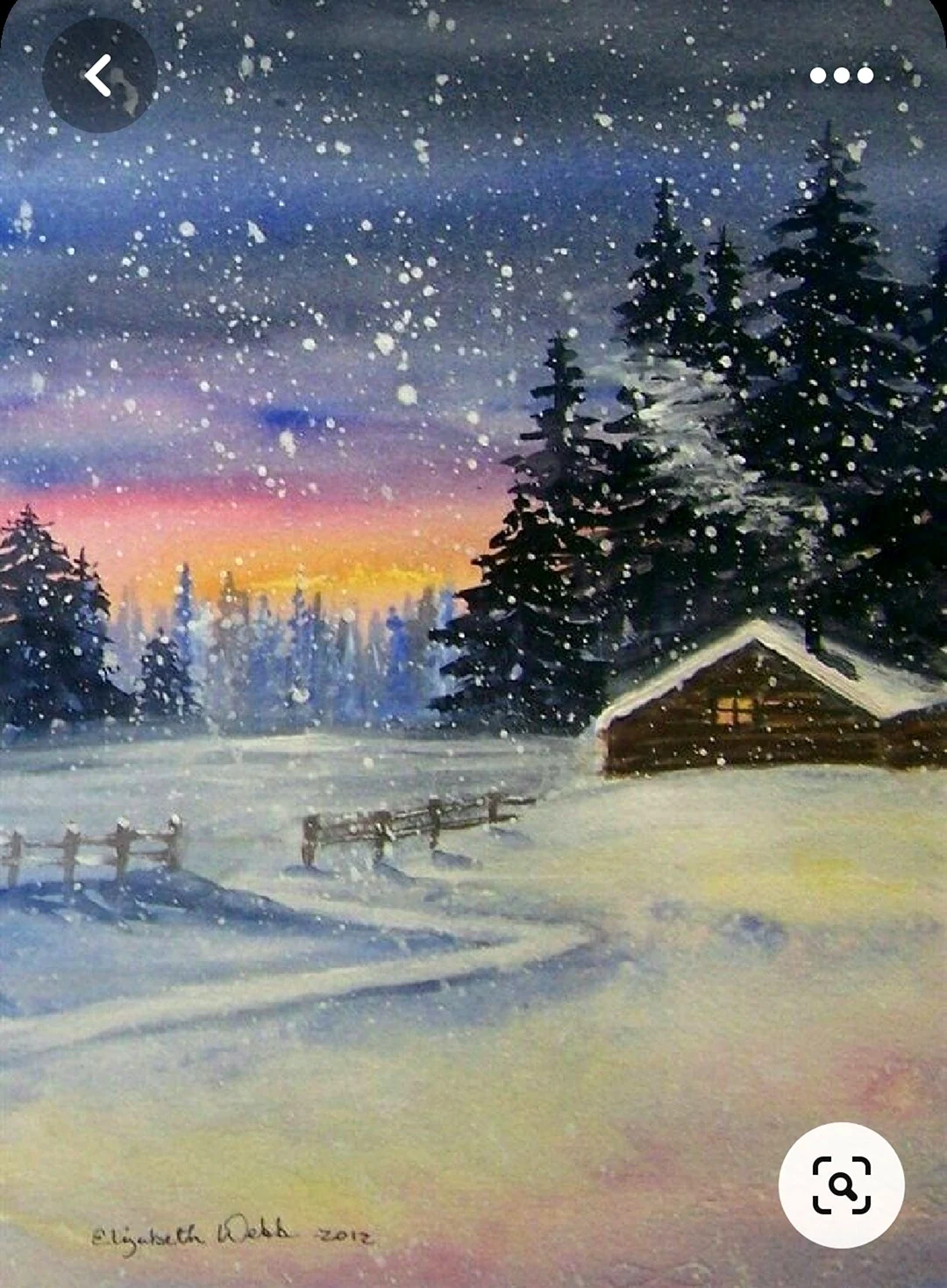 Зимний пейзаж гуашью