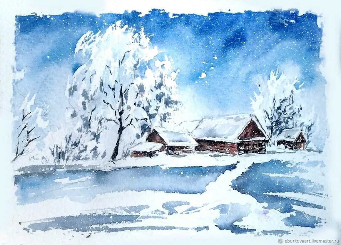 Зимний пейзаж рисунок
